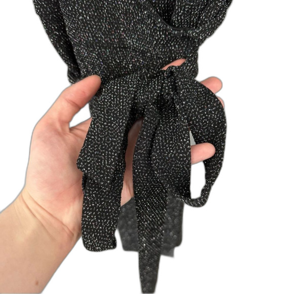 Urban Outfitters Black Sequin Plunging V-Neck Wrap Mini Dress NWT Size Small - Picture 9 of 15